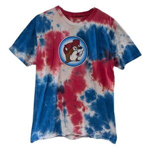 Buc-ee’s Tie Dye 4th of July T-Shirt Let's Get It Poppin' Red White Blue Medium